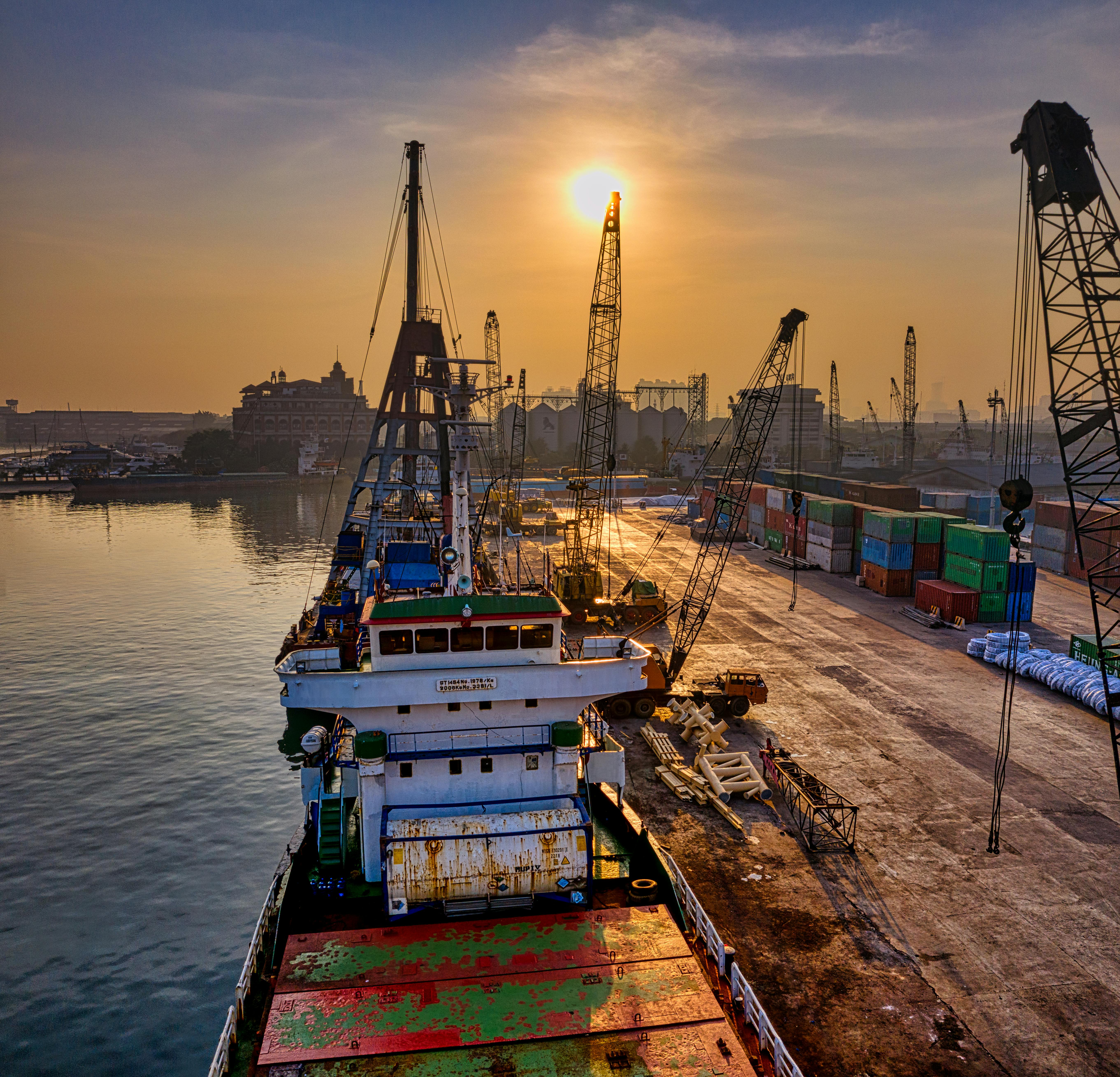 Freight containers at port